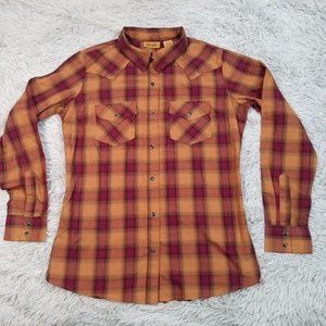 Wrangler Men's Plaid Button Down Shirt - Red and Yellow